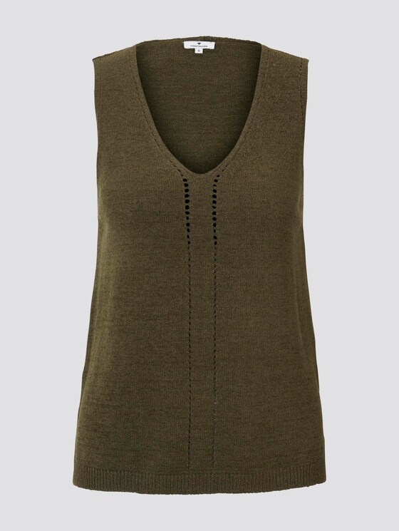 Strick-Top mit kurzen Seitenschlitzen - Frauen - Woodland Green Strick-Top mit kurzen Seitenschlitzen - Frauen - Woodland Green - 7 - TOM TAILOR