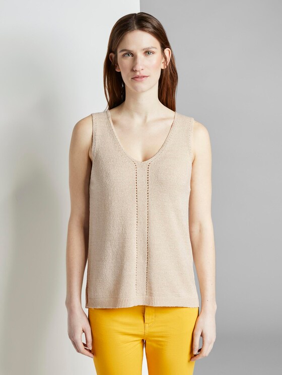 Strick-Top mit kurzen Seitenschlitzen - Frauen - soft vanilla Strick-Top mit kurzen Seitenschlitzen - Frauen - soft vanilla - 1 - TOM TAILOR