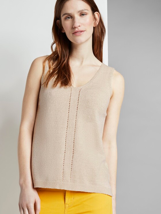Strick-Top mit kurzen Seitenschlitzen - Frauen - soft vanilla Strick-Top mit kurzen Seitenschlitzen - Frauen - soft vanilla - 5 - TOM TAILOR