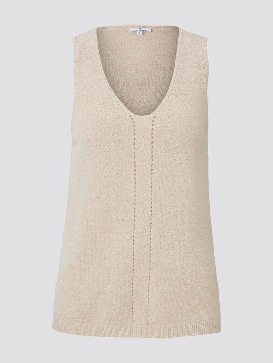 Strick-Top mit kurzen Seitenschlitzen - Frauen - soft vanilla Strick-Top mit kurzen Seitenschlitzen - Frauen - soft vanilla - 7 - TOM TAILOR