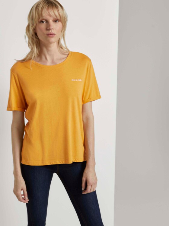 Lockeres T-Shirt mit kleiner Stickerei - Frauen - Golden Corn Lockeres T-Shirt mit kleiner Stickerei - Frauen - Golden Corn - 5 - Mine to five