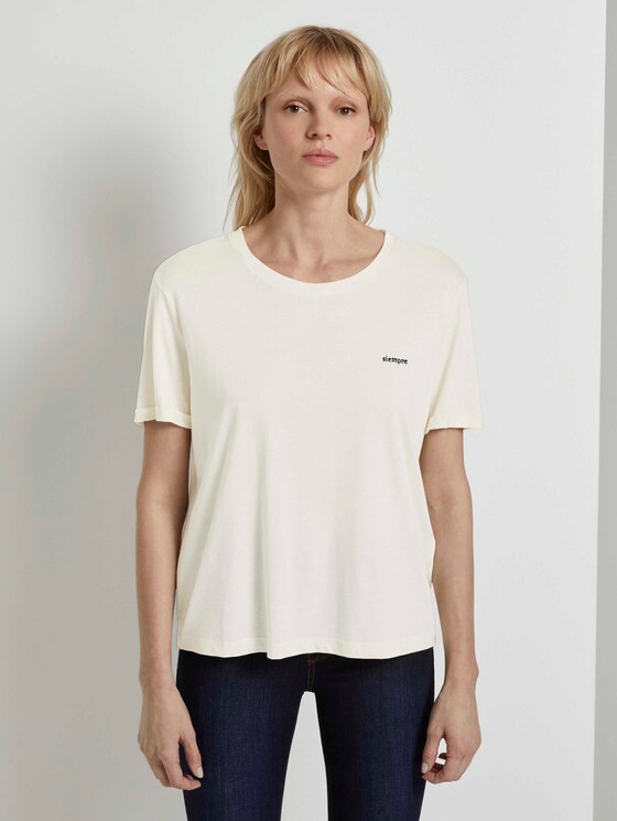 Lockeres T-Shirt mit kleiner Stickerei - Frauen - white horse Lockeres T-Shirt mit kleiner Stickerei - Frauen - white horse - 1 - Mine to five