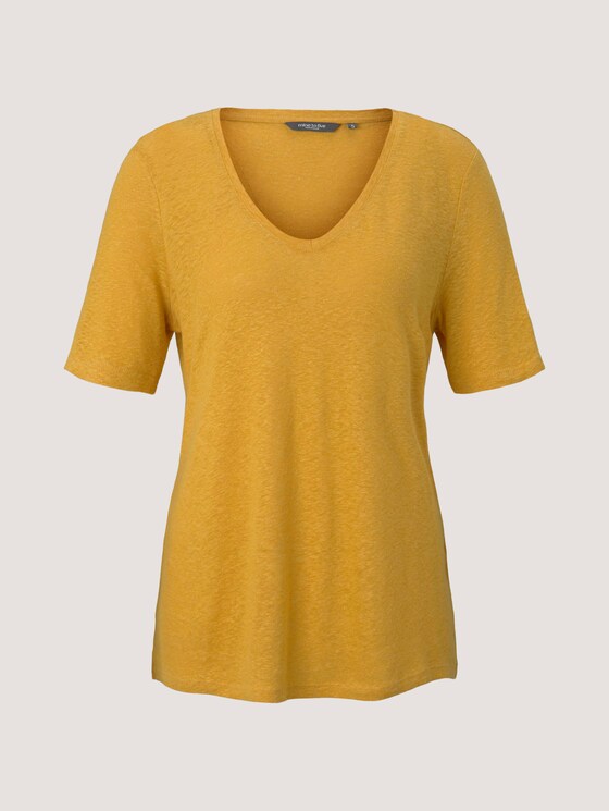 Leinen T-Shirt mit V-Ausschnitt - Frauen - Golden Corn Leinen T-Shirt mit V-Ausschnitt - Frauen - Golden Corn - 7 - Mine to five