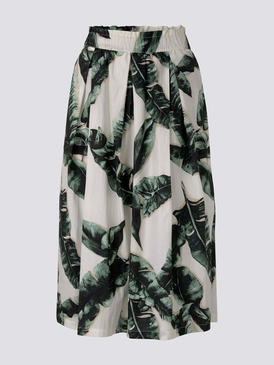 Ausgestellter Midi-Rock mit elastischem Bund - Frauen - ecru tropical leaves design Ausgestellter Midi-Rock mit elastischem Bund - Frauen - ecru tropical leaves design - 7 - Mine to five