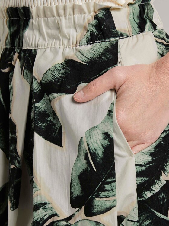 Ausgestellter Midi-Rock mit elastischem Bund - Frauen - ecru tropical leaves design Ausgestellter Midi-Rock mit elastischem Bund - Frauen - ecru tropical leaves design - 9 - Mine to five