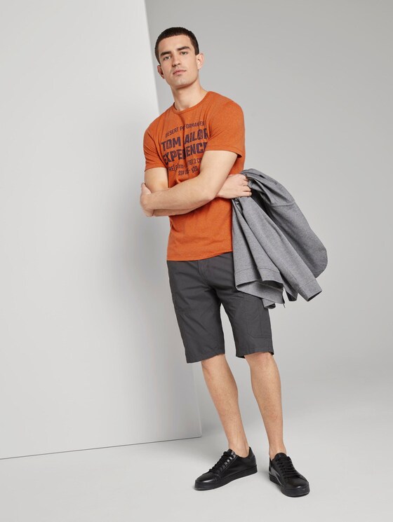 Meliertes T-Shirt mit Print - Männer - orange grindle stripe Meliertes T-Shirt mit Print - Männer - orange grindle stripe - 3 - TOM TAILOR