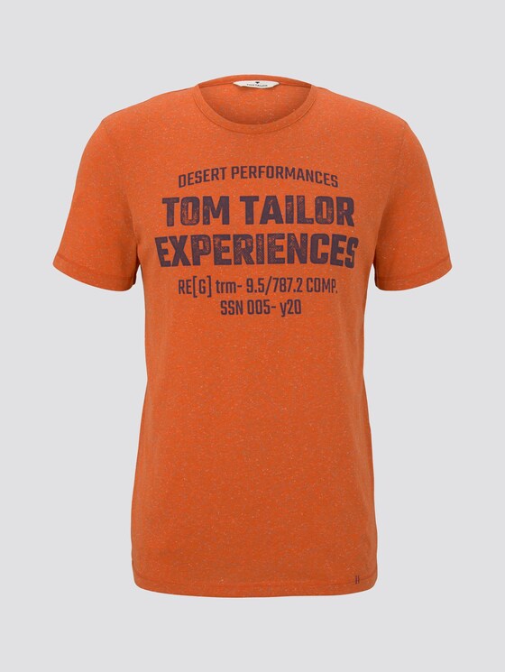 Meliertes T-Shirt mit Print - Männer - orange grindle stripe Meliertes T-Shirt mit Print - Männer - orange grindle stripe - 7 - TOM TAILOR