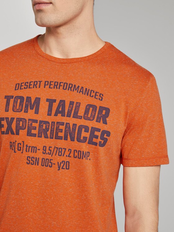 Meliertes T-Shirt mit Print - Männer - orange grindle stripe Meliertes T-Shirt mit Print - Männer - orange grindle stripe - 9 - TOM TAILOR