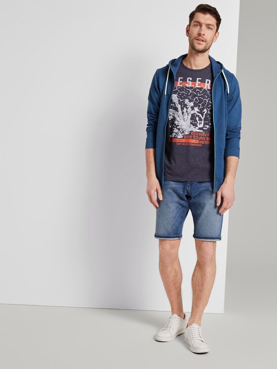 Meliertes T-Shirt mit Print - Männer - blue grindle stripe Meliertes T-Shirt mit Print - Männer - blue grindle stripe - 3 - TOM TAILOR