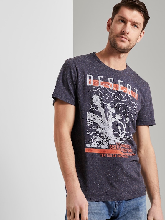 Meliertes T-Shirt mit Print - Männer - blue grindle stripe Meliertes T-Shirt mit Print - Männer - blue grindle stripe - 5 - TOM TAILOR