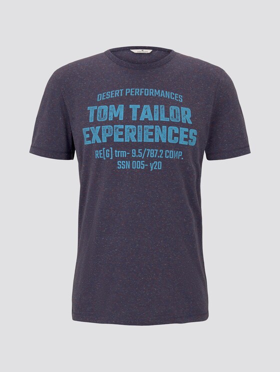 Meliertes T-Shirt mit Print - Männer - blue-grindle stripe Meliertes T-Shirt mit Print - Männer - blue-grindle stripe - 7 - TOM TAILOR