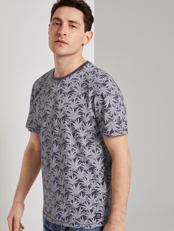 Mehrfarbiges T-Shirt mit Allover-Print - Männer - navy white agave design Mehrfarbiges T-Shirt mit Allover-Print - Männer - navy white agave design - 5 - TOM TAILOR