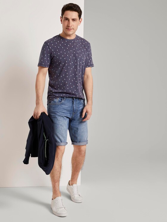 Mehrfarbiges T-Shirt mit Allover-Print - Männer - blue cactus design Mehrfarbiges T-Shirt mit Allover-Print - Männer - blue cactus design - 3 - TOM TAILOR