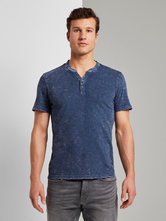 Henley-T-Shirt im Washed-Look - Männer - after dark blue Henley-T-Shirt im Washed-Look - Männer - after dark blue - 1 - TOM TAILOR