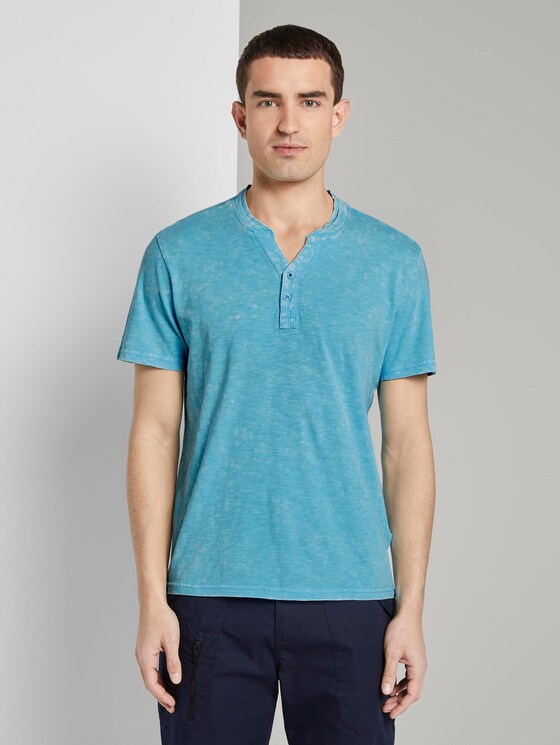 Henley-T-Shirt im Washed-Look - Männer - crystal sea blue Henley-T-Shirt im Washed-Look - Männer - crystal sea blue - 1 - TOM TAILOR