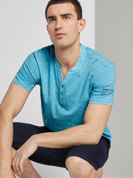 Henley-T-Shirt im Washed-Look - Männer - crystal sea blue Henley-T-Shirt im Washed-Look - Männer - crystal sea blue - 5 - TOM TAILOR