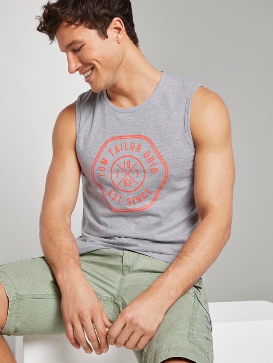 Tanktop mit Logo-Print - Männer - Light Stone Grey Melange Tanktop mit Logo-Print - Männer - Light Stone Grey Melange - 5 - TOM TAILOR
