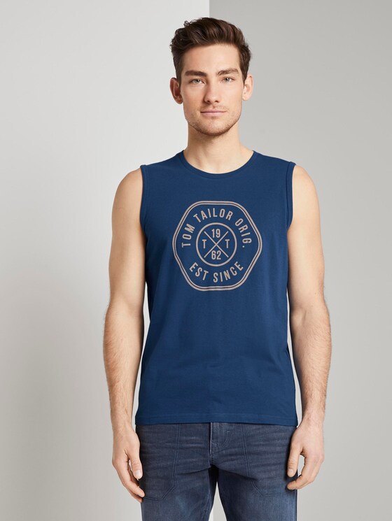 Tanktop mit Logo-Print - Männer - after dark blue Tanktop mit Logo-Print - Männer - after dark blue - 1 - TOM TAILOR