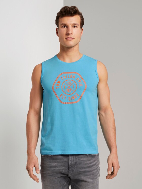 Tanktop mit Logo-Print - Männer - crystal sea blue Tanktop mit Logo-Print - Männer - crystal sea blue - 1 - TOM TAILOR