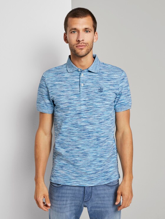 Mottled polo shirt with small embroidery - Men - teal spacedye Mottled polo shirt with small embroidery - Men - teal spacedye - 1 - TOM TAILOR