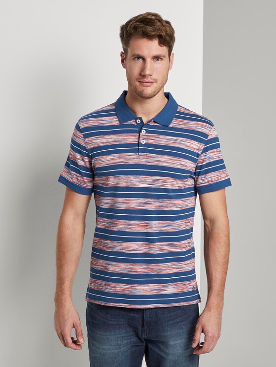 Poloshirt mit Streifenmuster - Männer - orange spacedye Poloshirt mit Streifenmuster - Männer - orange spacedye - 1 - TOM TAILOR