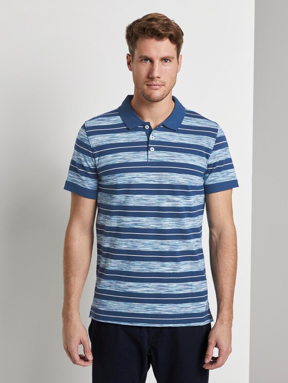 Striped polo shirt - Men - teal spacedye Striped polo shirt - Men - teal spacedye - 1 - TOM TAILOR