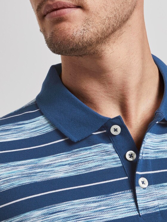 Striped polo shirt - Men - teal spacedye Striped polo shirt - Men - teal spacedye - 9 - TOM TAILOR