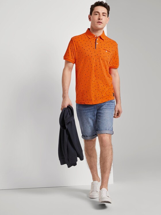 Polo shirt with an all-over print and a piped pocket - Men - orange blue cactus design Polo shirt with an all-over print and a piped pocket - Men - orange blue cactus design - 3 - TOM TAILOR