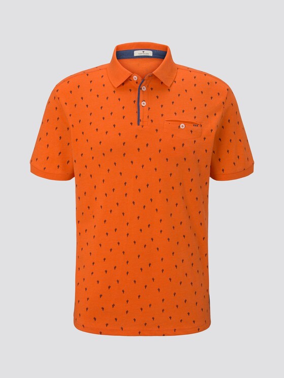 Polo shirt with an all-over print and a piped pocket - Men - orange blue cactus design Polo shirt with an all-over print and a piped pocket - Men - orange blue cactus design - 7 - TOM TAILOR
