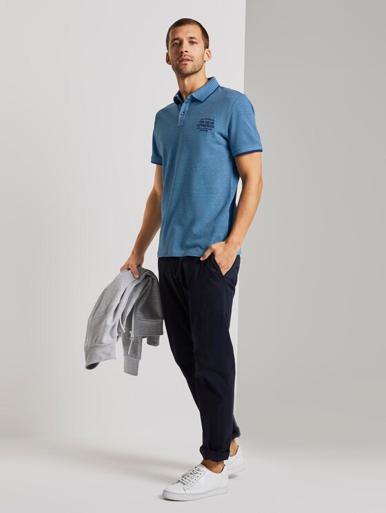 Zweifarbiges Poloshirt mit kleiner Stickerei - Männer - teal twotone structure Zweifarbiges Poloshirt mit kleiner Stickerei - Männer - teal twotone structure - 3 - TOM TAILOR