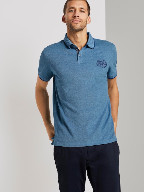 Zweifarbiges Poloshirt mit kleiner Stickerei - Männer - teal twotone structure Zweifarbiges Poloshirt mit kleiner Stickerei - Männer - teal twotone structure - 5 - TOM TAILOR