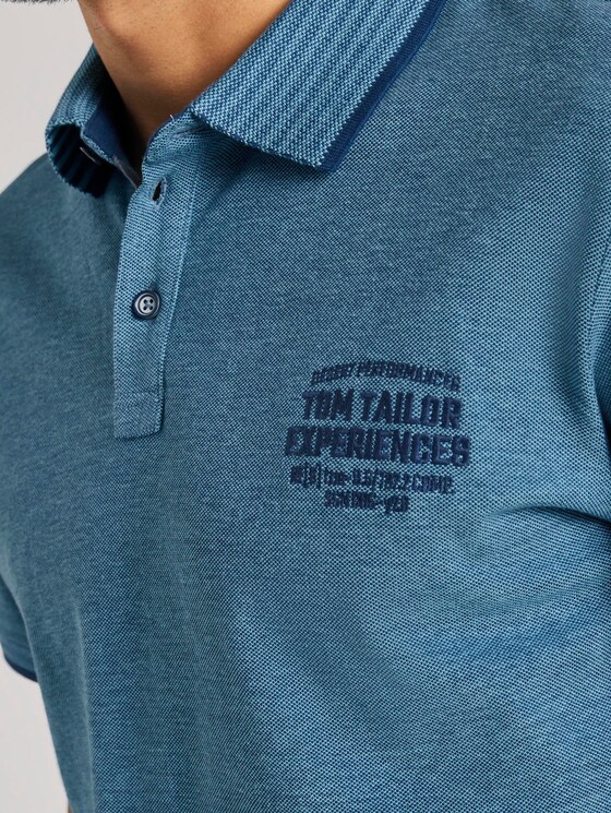 Zweifarbiges Poloshirt mit kleiner Stickerei - Männer - teal twotone structure Zweifarbiges Poloshirt mit kleiner Stickerei - Männer - teal twotone structure - 9 - TOM TAILOR