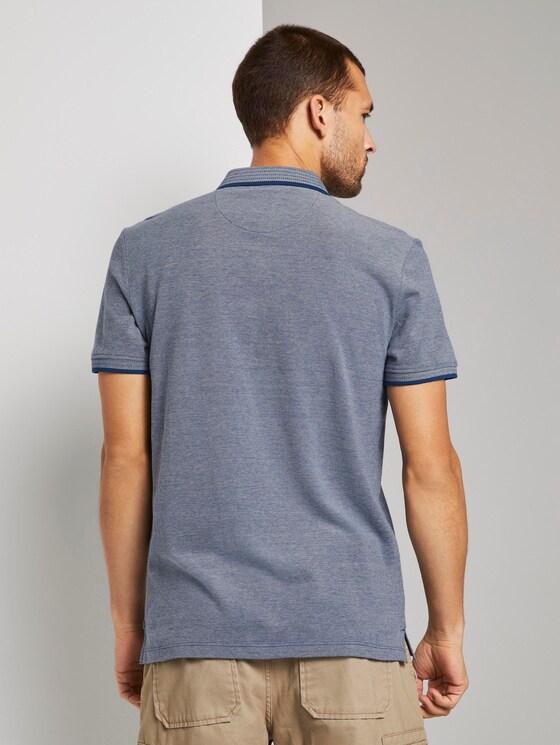 Zweifarbiges Poloshirt mit kleiner Stickerei - Männer - blue twotone structure Zweifarbiges Poloshirt mit kleiner Stickerei - Männer - blue twotone structure - 2 - TOM TAILOR