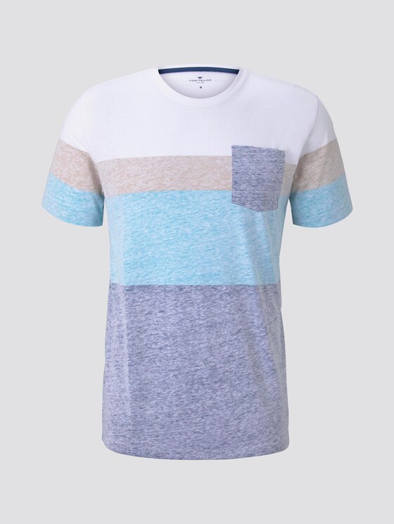 T-shirt with a pale striped print - Men - after dark blue T-shirt with a pale striped print - Men - after dark blue - 7 - TOM TAILOR