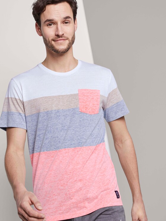 T-Shirt mit blassem Streifenprint - Männer - true orange T-Shirt mit blassem Streifenprint - Männer - true orange - 5 - TOM TAILOR
