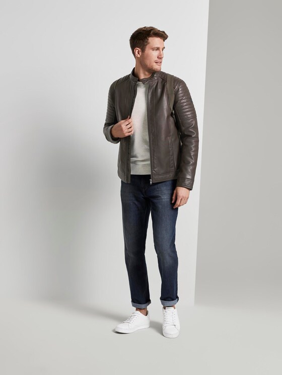 Bikerjacke aus Lederimitat mit Stepp-Details - Männer - Dark Chocolate Leather Brown Bikerjacke aus Lederimitat mit Stepp-Details - Männer - Dark Chocolate Leather Brown - 3 - TOM TAILOR