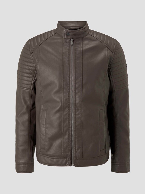 Bikerjacke aus Lederimitat mit Stepp-Details - Männer - Dark Chocolate Leather Brown Bikerjacke aus Lederimitat mit Stepp-Details - Männer - Dark Chocolate Leather Brown - 7 - TOM TAILOR