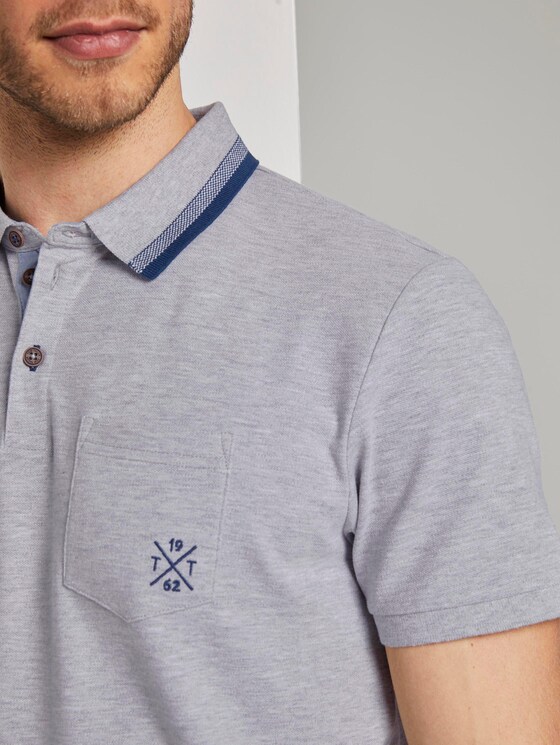 Poloshirt mit Brusttasche - Männer - Light Stone Grey Melange Poloshirt mit Brusttasche - Männer - Light Stone Grey Melange - 9 - TOM TAILOR