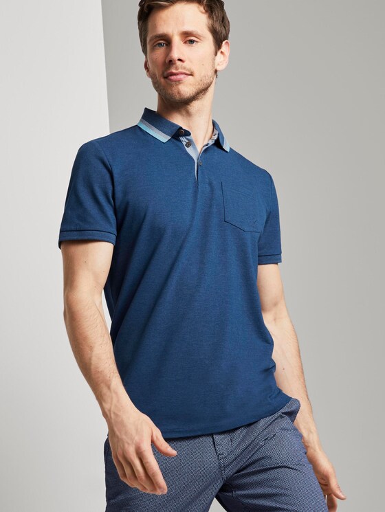 Poloshirt mit Brusttasche - Männer - after dark blue white melange Poloshirt mit Brusttasche - Männer - after dark blue white melange - 5 - TOM TAILOR