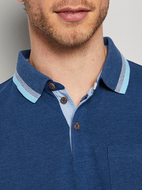 Poloshirt mit Brusttasche - Männer - after dark blue white melange Poloshirt mit Brusttasche - Männer - after dark blue white melange - 9 - TOM TAILOR