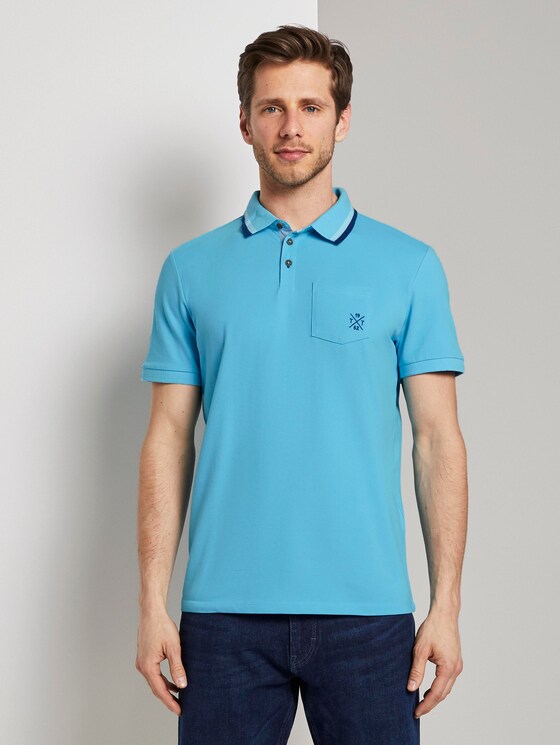Poloshirt mit Brusttasche - Männer - crystal sea blue Poloshirt mit Brusttasche - Männer - crystal sea blue - 1 - TOM TAILOR