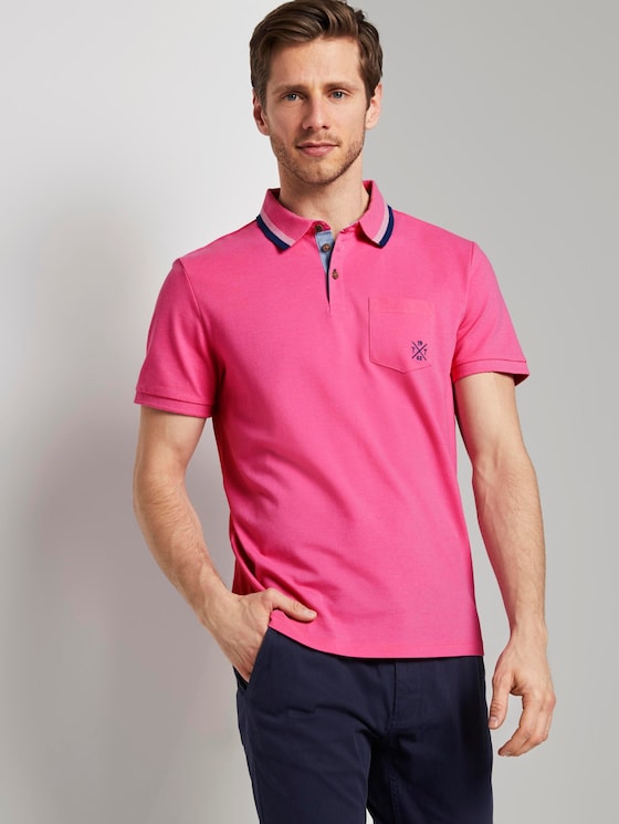 Poloshirt mit Brusttasche - Männer - carmine pink white melange Poloshirt mit Brusttasche - Männer - carmine pink white melange - 5 - TOM TAILOR