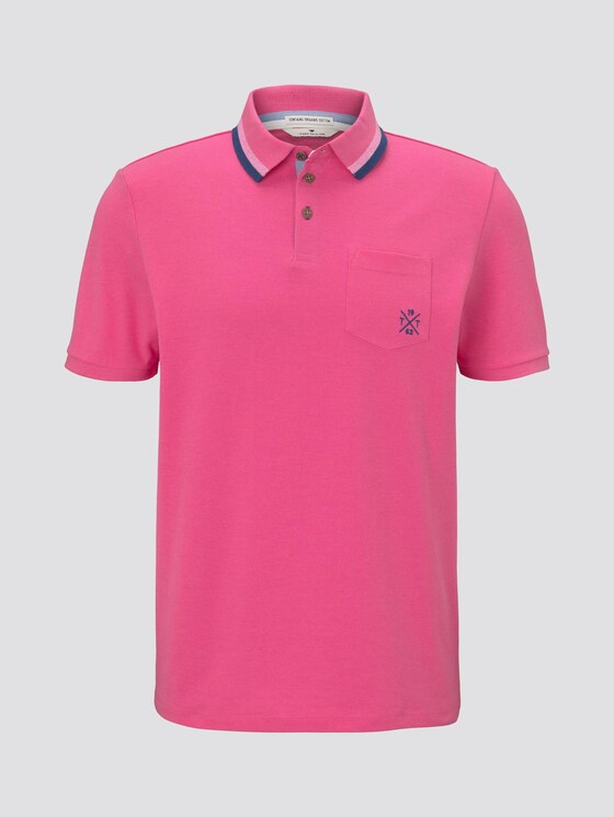 Poloshirt mit Brusttasche - Männer - carmine pink white melange Poloshirt mit Brusttasche - Männer - carmine pink white melange - 7 - TOM TAILOR