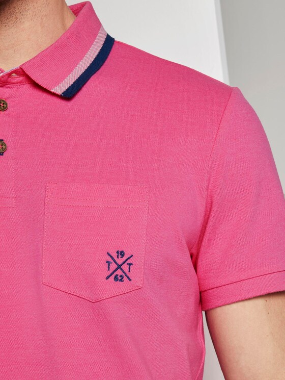Poloshirt mit Brusttasche - Männer - carmine pink white melange Poloshirt mit Brusttasche - Männer - carmine pink white melange - 9 - TOM TAILOR