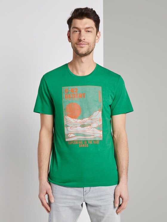 T-Shirt mit Wüsten-Print - Männer - jolly green white melange T-Shirt mit Wüsten-Print - Männer - jolly green white melange - 1 - TOM TAILOR