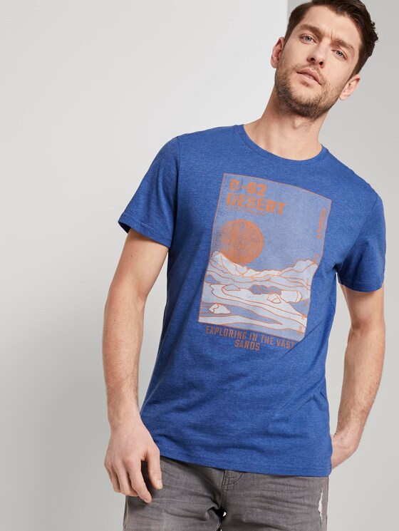 T-Shirt mit Wüsten-Print - Männer - royal blue white melange T-Shirt mit Wüsten-Print - Männer - royal blue white melange - 5 - TOM TAILOR