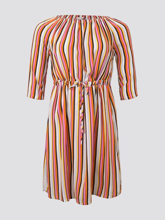 Schulterfreies Midi-Kleid mit verstellbarem Bund - Frauen - mutlicolor stripe Schulterfreies Midi-Kleid mit verstellbarem Bund - Frauen - mutlicolor stripe - 7 - My True Me