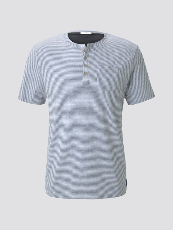 Gestreiftes T-Shirt mit Henley-Ausschnitt - Männer - stripe white Gestreiftes T-Shirt mit Henley-Ausschnitt - Männer - stripe white - 7 - TOM TAILOR