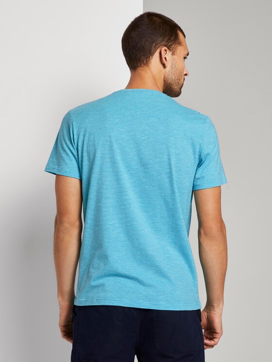 Gestreiftes T-Shirt mit Henley-Ausschnitt - Männer - teal fine stripe Gestreiftes T-Shirt mit Henley-Ausschnitt - Männer - teal fine stripe - 2 - TOM TAILOR