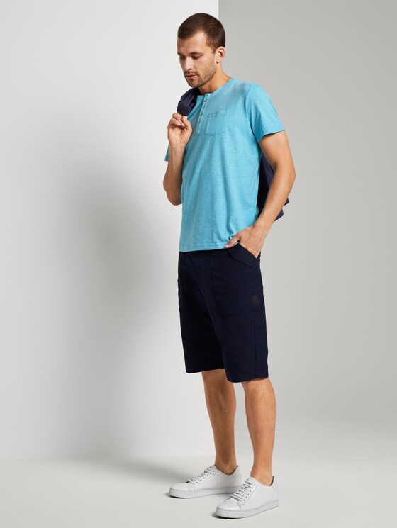 Gestreiftes T-Shirt mit Henley-Ausschnitt - Männer - teal fine stripe Gestreiftes T-Shirt mit Henley-Ausschnitt - Männer - teal fine stripe - 3 - TOM TAILOR